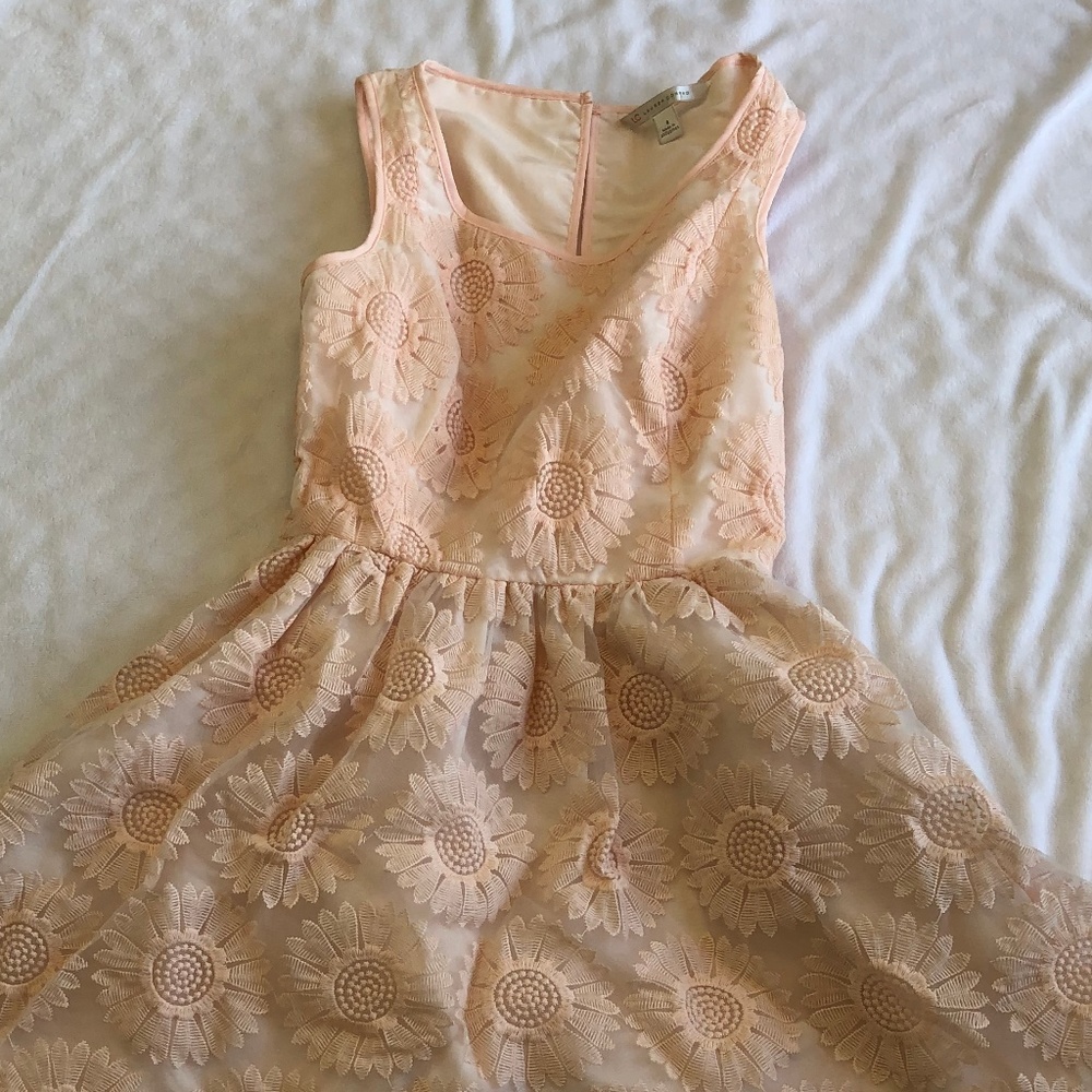 Lauren Conrad Pink Floral Lace Fit Flare Dress